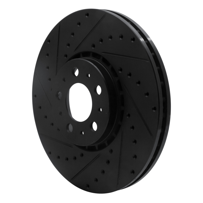 Volvo XC90 Brake Rotor (1) - Front Left - R1 Concepts - Drilled & Slotted - Black - `03-`14